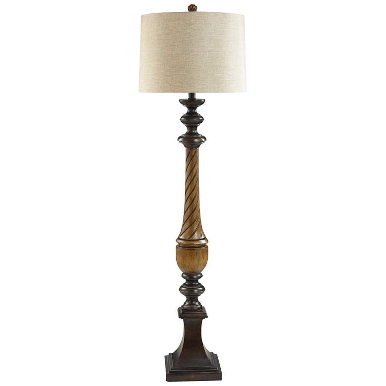 Image 1 Stylecraft Toffeewood 64 1/2" Faux Wood Swirled Classic Floor Lamp