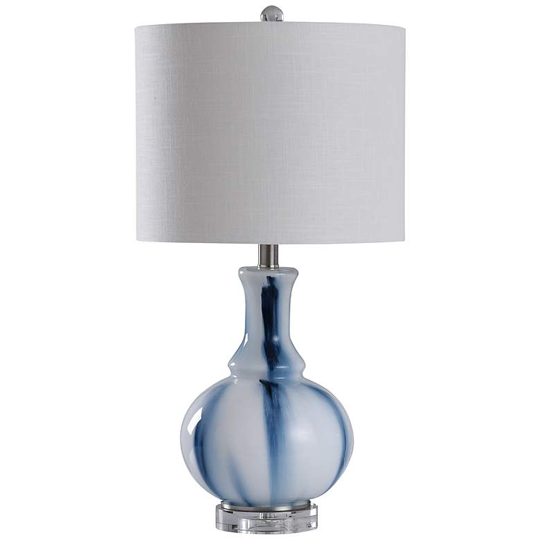 Image 2 Stylecraft Unique 26 inch High Blue And White Glass Table Lamp