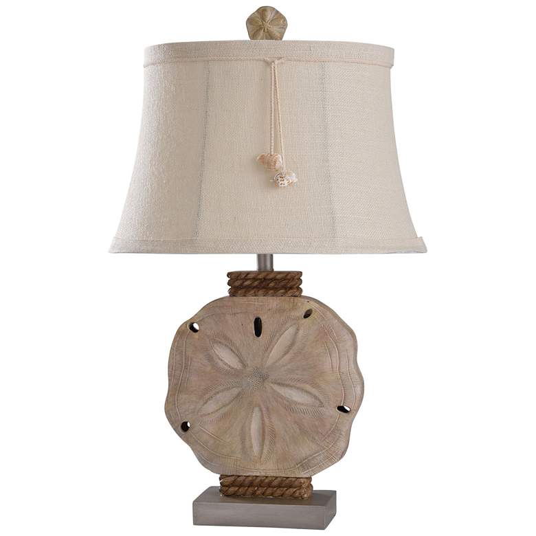 Image 1 Stylecraft Vipitenow with Silver Cast Sand Dollar Coastal Table Lamp