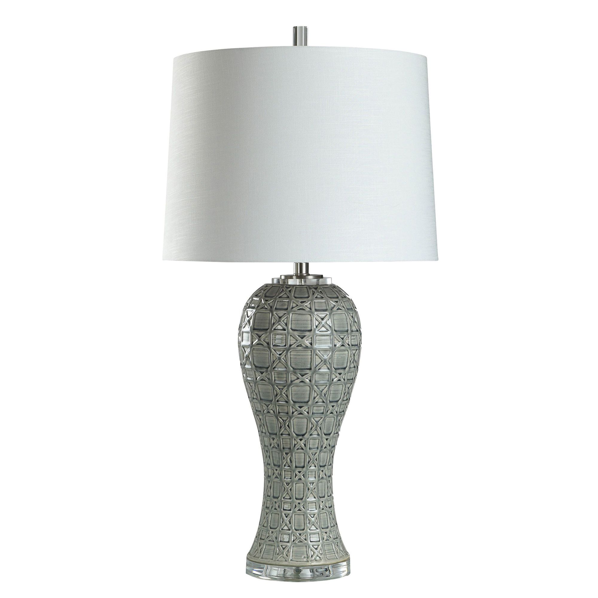 Image 2 Stylecraft Whisper 35 1/2" High Geometric Overlay Grey Table Lamp more views