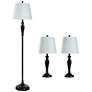 Stylecraft White Shades Oiled Bronze Traditional Lamps Set