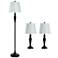 Stylecraft White Shades Oiled Bronze Traditional Lamps Set