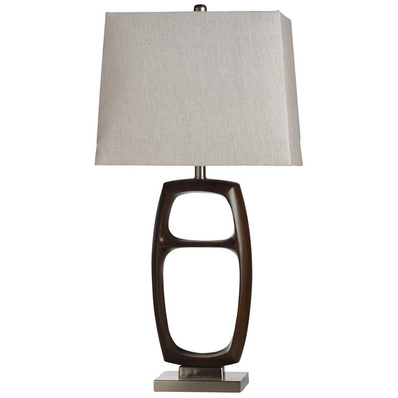 Image 1 Stylecraft Wood Bridge 33" Faux Wood and Silver Modern Table Lamp