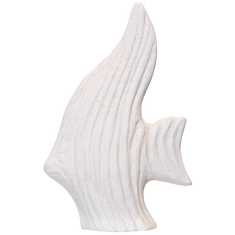 Image 1 StyleCraft Wood Carved White Terracotta Fish Natural