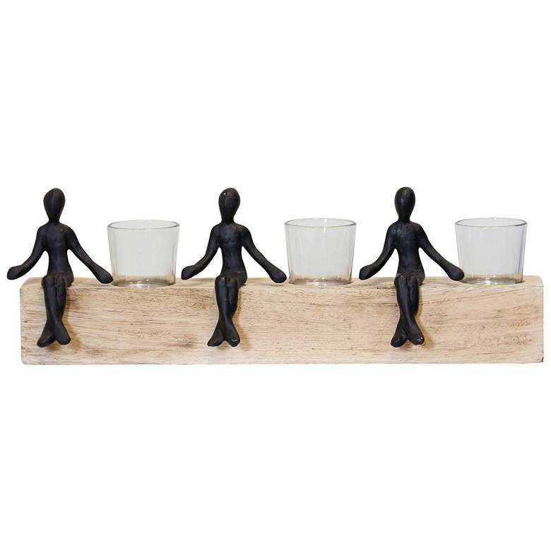 Image 1 StyleCraft Wood Votive Holders With 3 Figures Natural