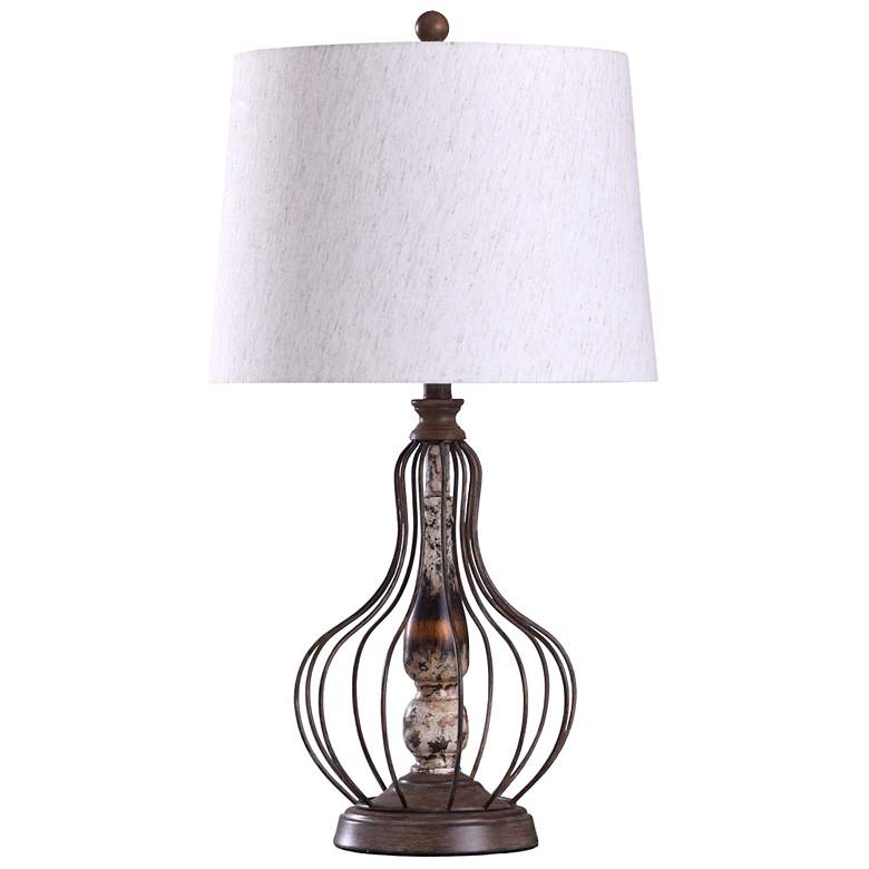 Image 1 Stylecraft Yarrow 30 1/2" High Bronze Caged Metal Wire Table Lamp