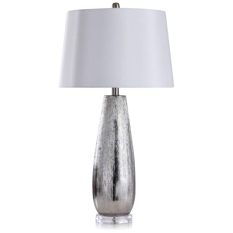 Image 1 Stylecraft Zara 31 inch High Modern Etched Ceramic Silver Table Lamp