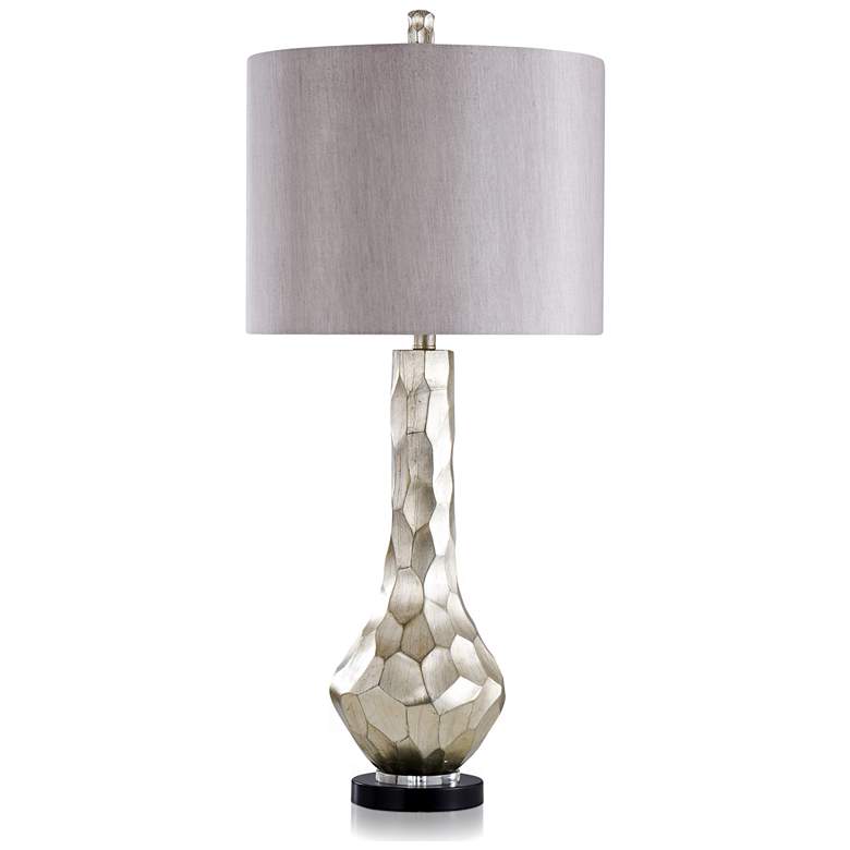 Image 1 Stylecraft Zara 35 inch High Faux Silver Stone Modern Table Lamp