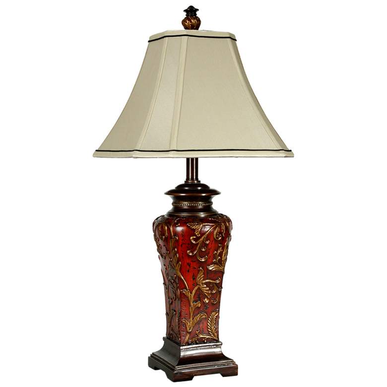 Image 1 Stylecraft Zoey 30" Floral Crimson Traditional Table Lamp