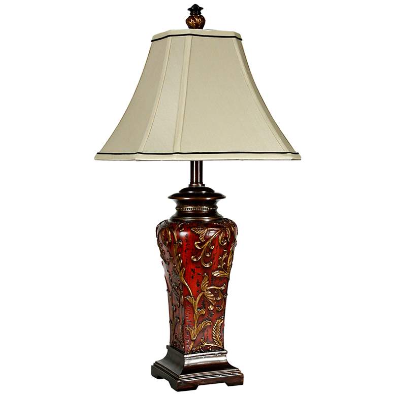 Image 2 Stylecraft Zoey 30" Floral Crimson Traditional Table Lamp