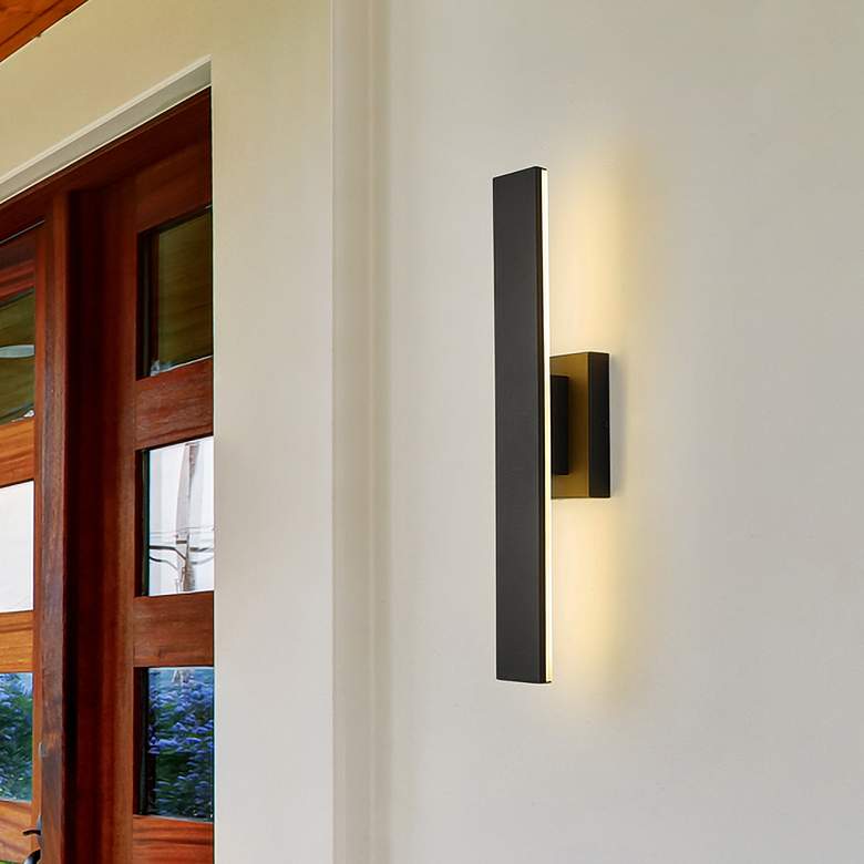Image 1 Stylet 24"H Black Center Backplate LED Outdoor Wall Light