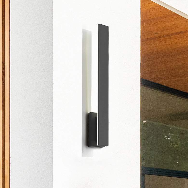 Image 1 Stylet 36"H Black Bottom Backplate LED Outdoor Wall Light