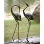 Stylized Garden Heron Aluminum Outdoor Statues Set of 2