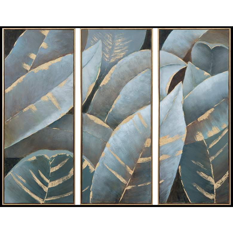 Image 1 Stylized Palms 51" High Framed Canvas Wall Art Set of 3