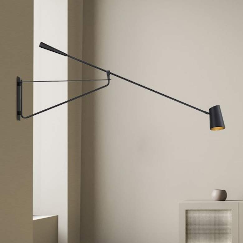 Image 1 Stylus 15"H x 59"Ext 1-Light LED Reading Light in Black and Gold