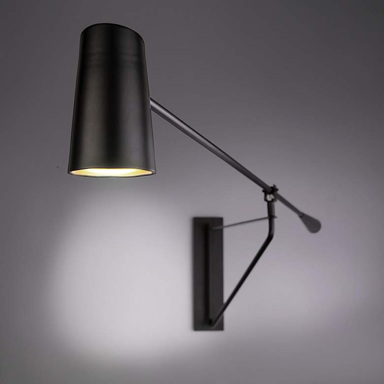 Image 7 Stylus 15"H x 59"Ext 1-Light LED Reading Light in Black and Gold more views