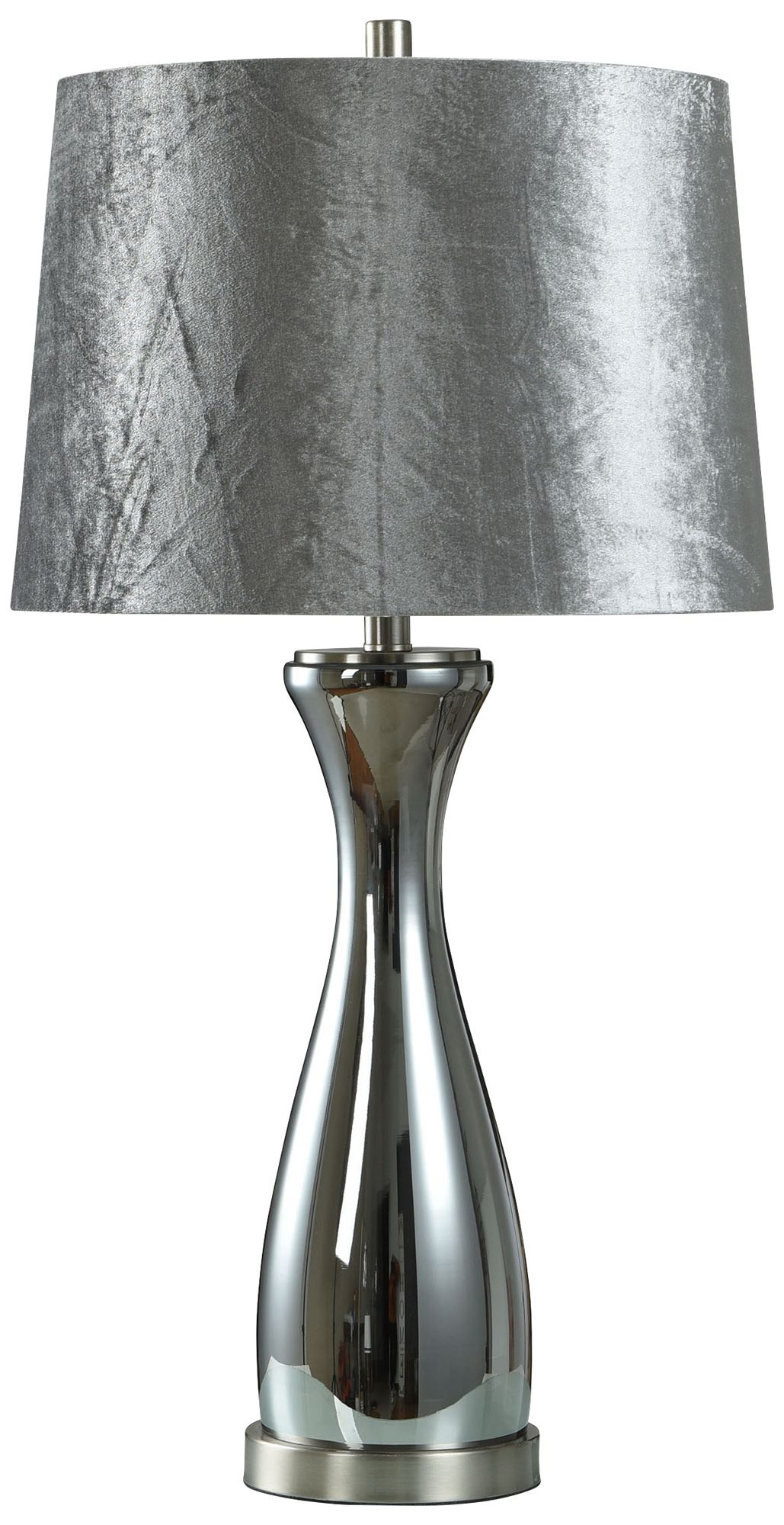 Subdued 31" Silver Table Lamp With Grey Velvet Shade 900M5 Lamps Plus