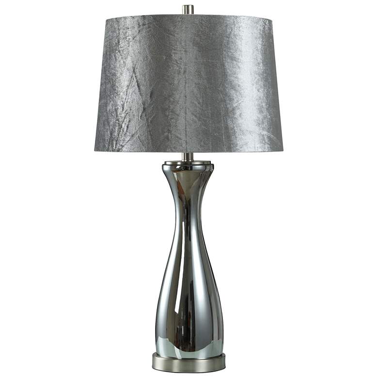 Image 1 Subdued 31 inch Silver Table Lamp With Grey Velvet Shade
