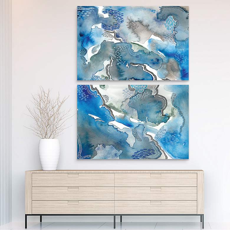 Image 5 Subtle Blues 64" High 2-Piece Glass Graphic Wall Art Set more views