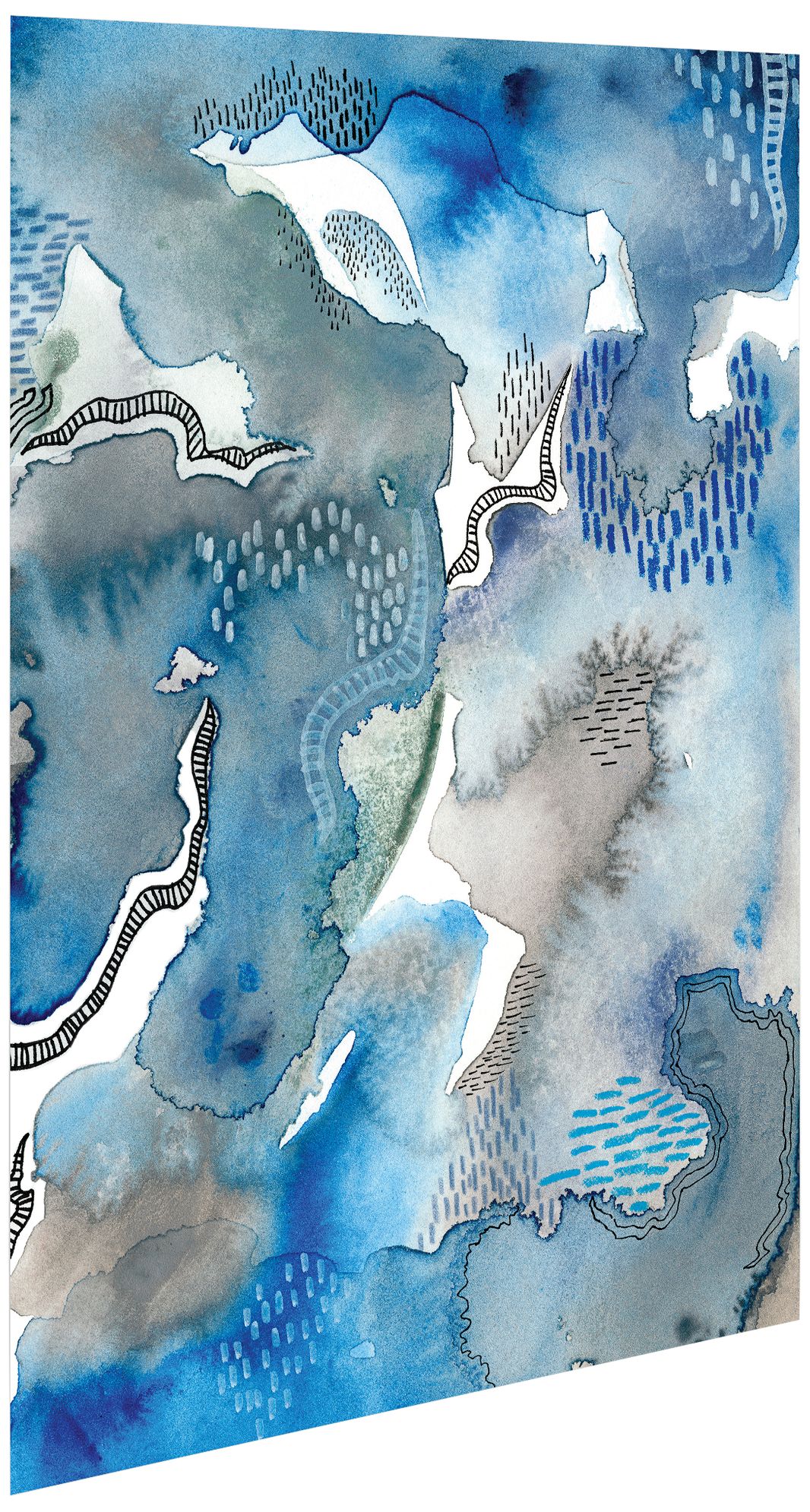 Subtle Blues 64" High 2-Piece Glass Graphic Wall Art Set in scene