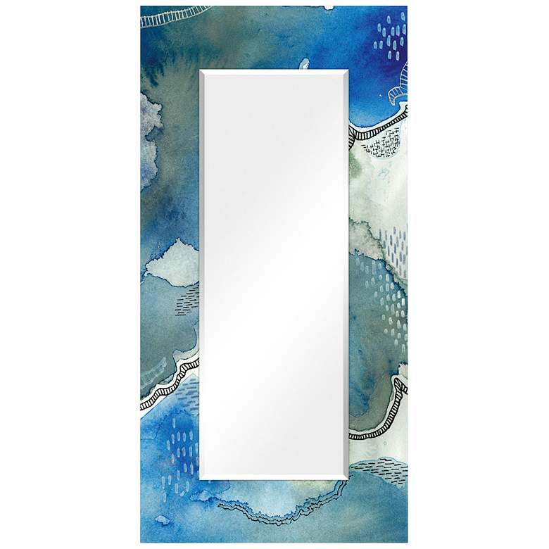 Image 3 Subtle Blues Art Glass 36" x 72" Rectangular Wall Mirror