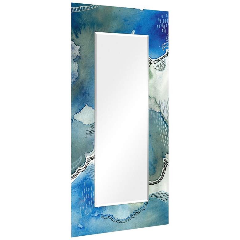 Image 5 Subtle Blues Art Glass 36" x 72" Rectangular Wall Mirror more views