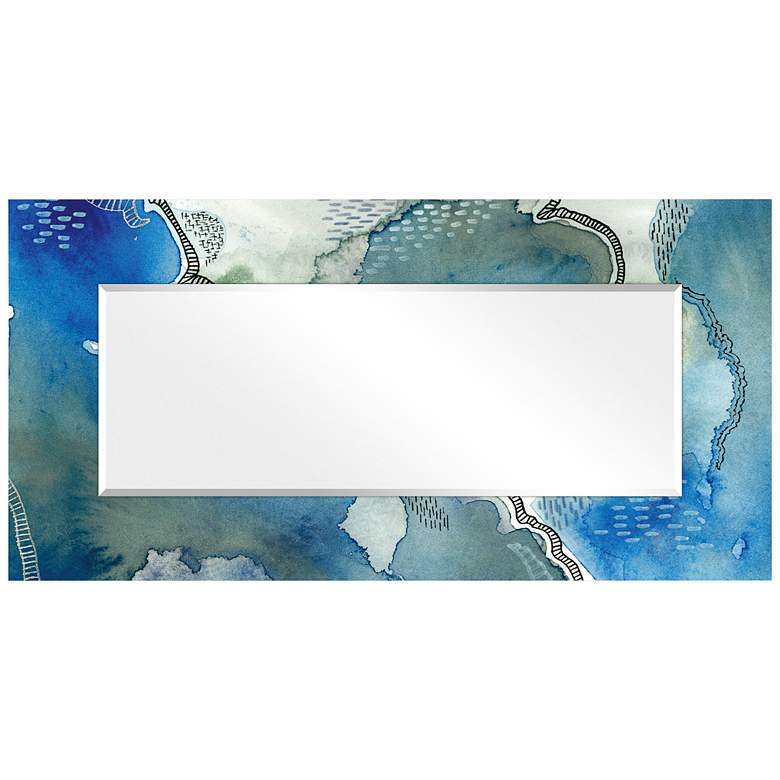 Image 6 Subtle Blues Art Glass 36 inch x 72 inch Rectangular Wall Mirror more views