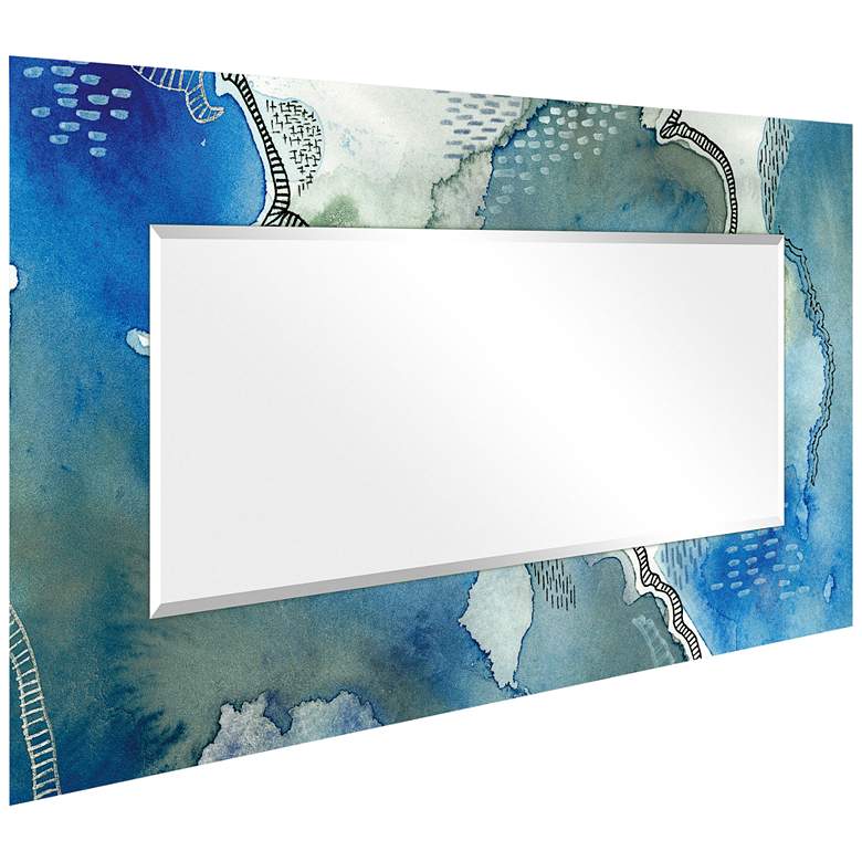 Image 7 Subtle Blues Art Glass 36" x 72" Rectangular Wall Mirror more views