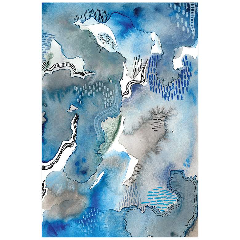 Image 3 Subtle Blues II 48" High Tempered Glass Graphic Wall Art