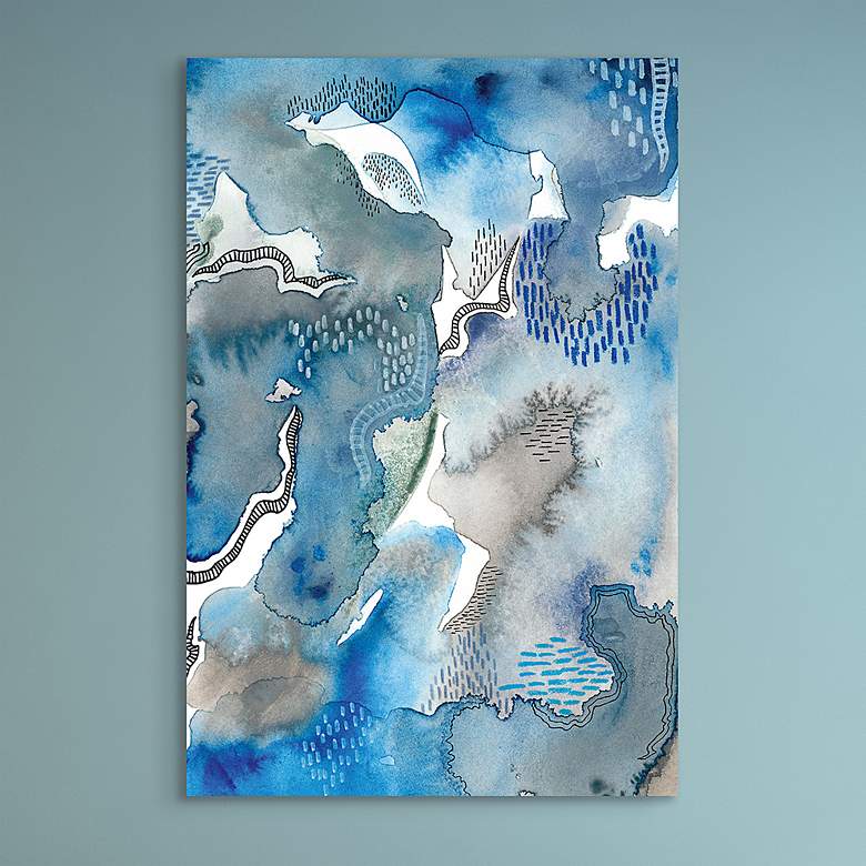 Image 2 Subtle Blues II 48" High Tempered Glass Graphic Wall Art