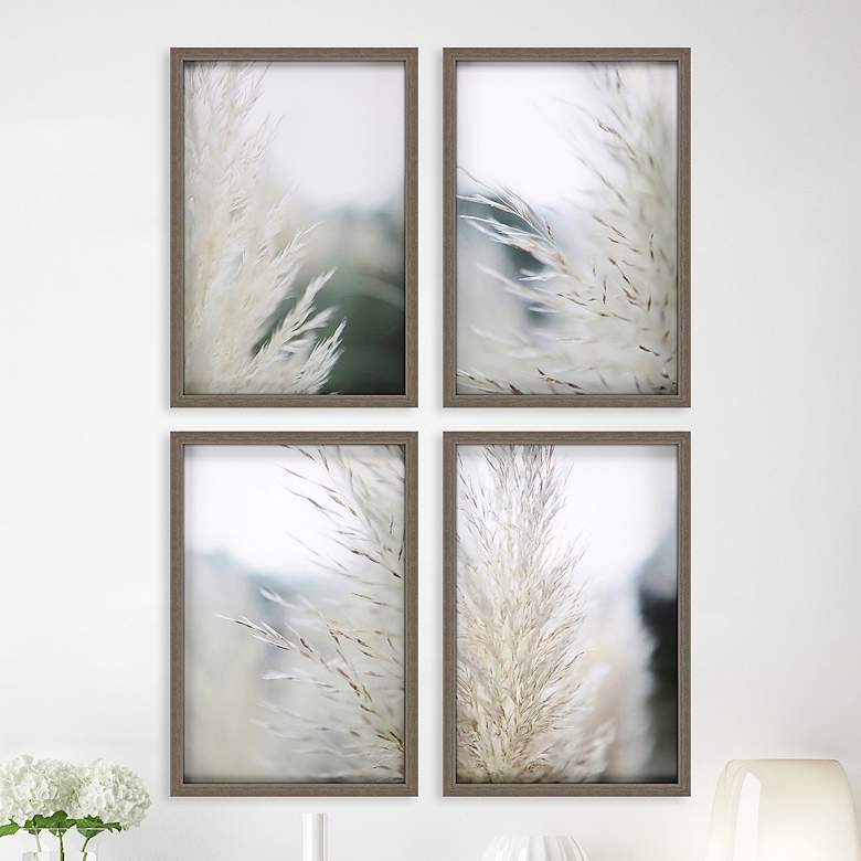 Image 2 Subtle Grasses 26 inch High 4-Piece Giclee Framed Wall Art Set