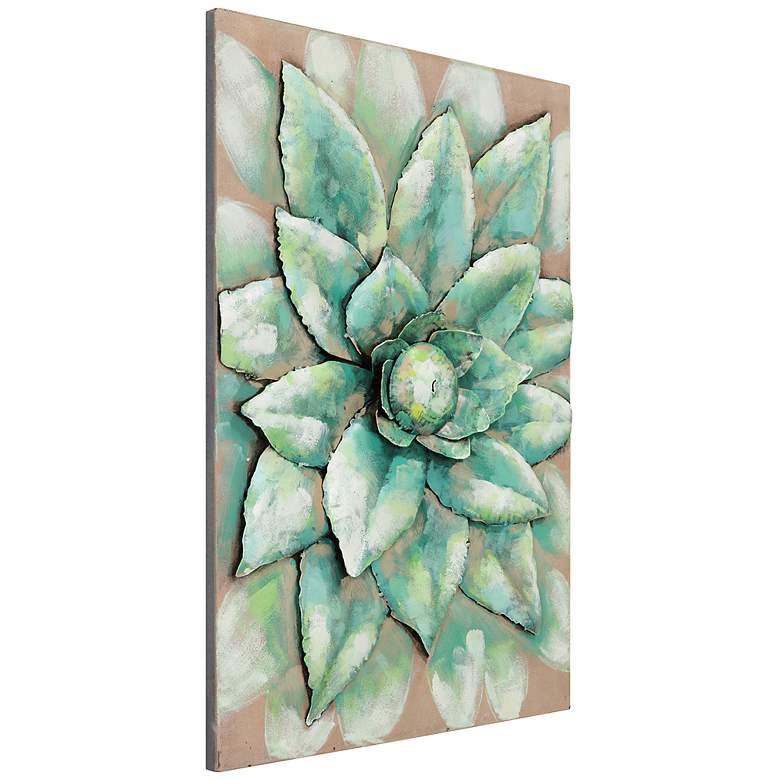 Image 2 Succulent 2" Mixed Media Iron Hand Painted Dimensional Wall Art more views
