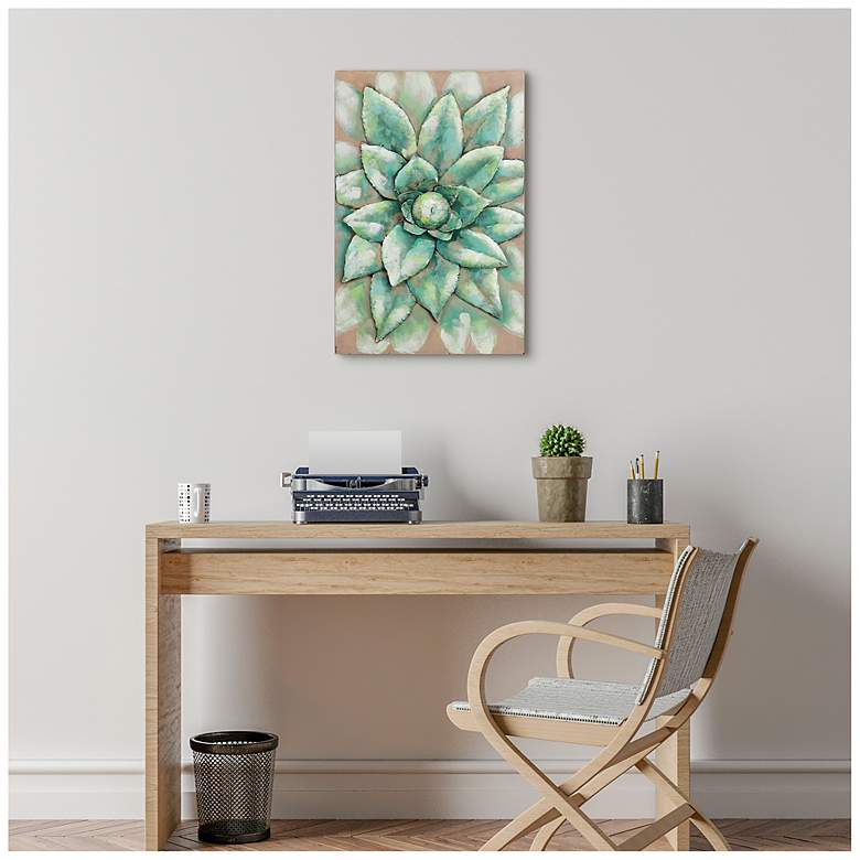 Image 3 Succulent 2" Mixed Media Iron Hand Painted Dimensional Wall Art more views