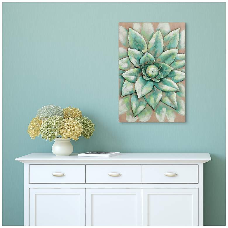 Image 4 Succulent 2" Mixed Media Iron Hand Painted Dimensional Wall Art more views