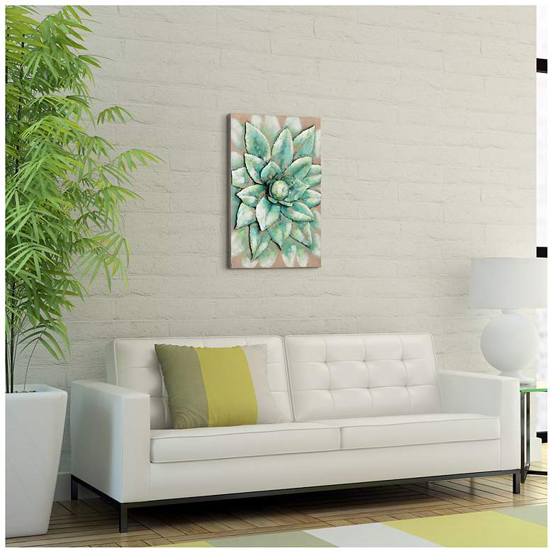 Image 5 Succulent 2" Mixed Media Iron Hand Painted Dimensional Wall Art more views