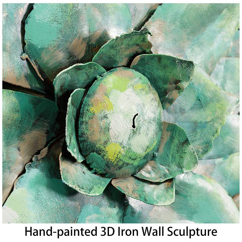 Image 6 Succulent 2" Mixed Media Iron Hand Painted Dimensional Wall Art more views