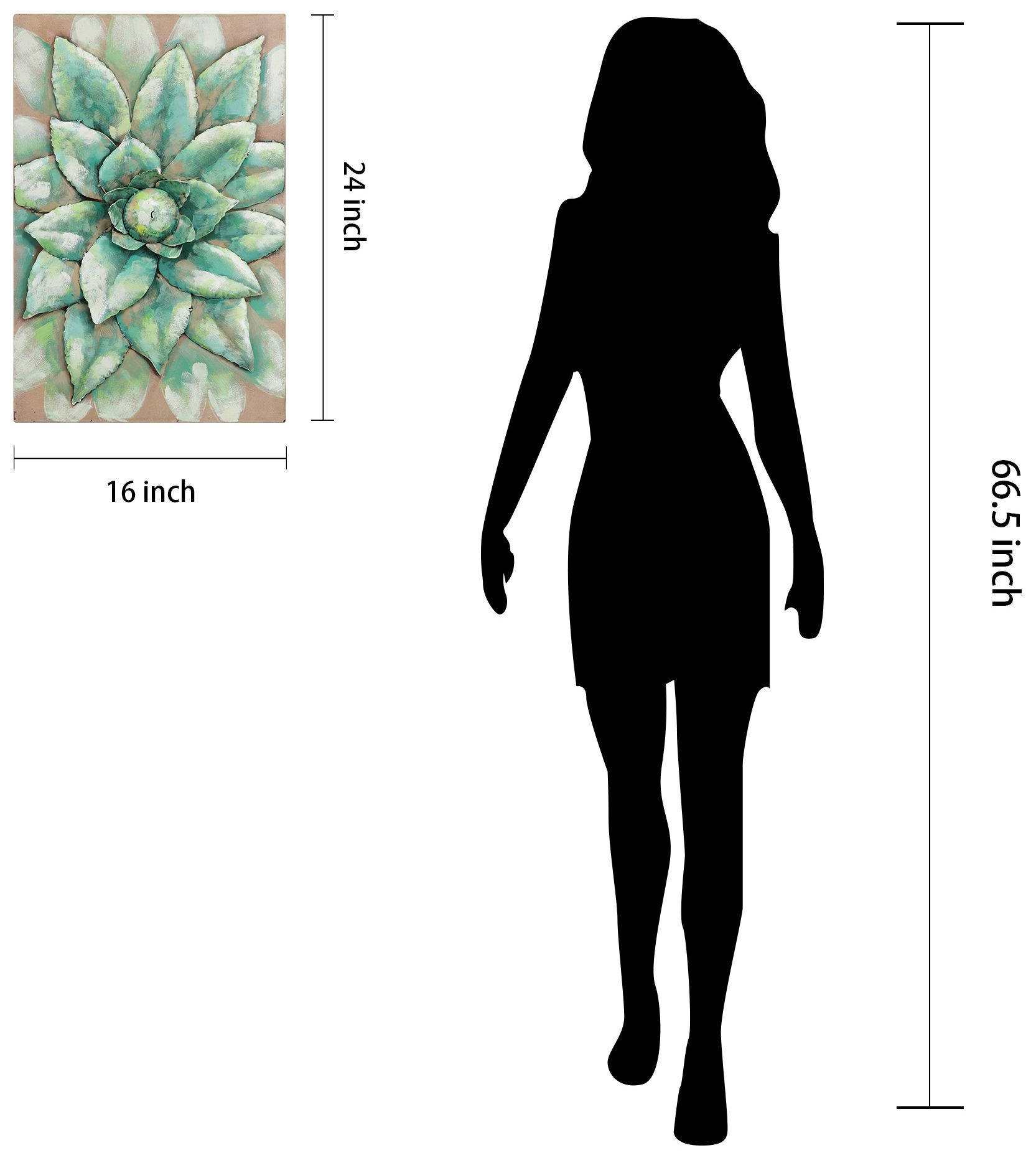 Succulent 2" Mixed Media Iron Hand Painted Dimensional Wall Art