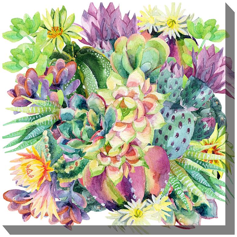 Image 1 Succulent Blooms 24 inch Square Outdoor Canvas Wall Art