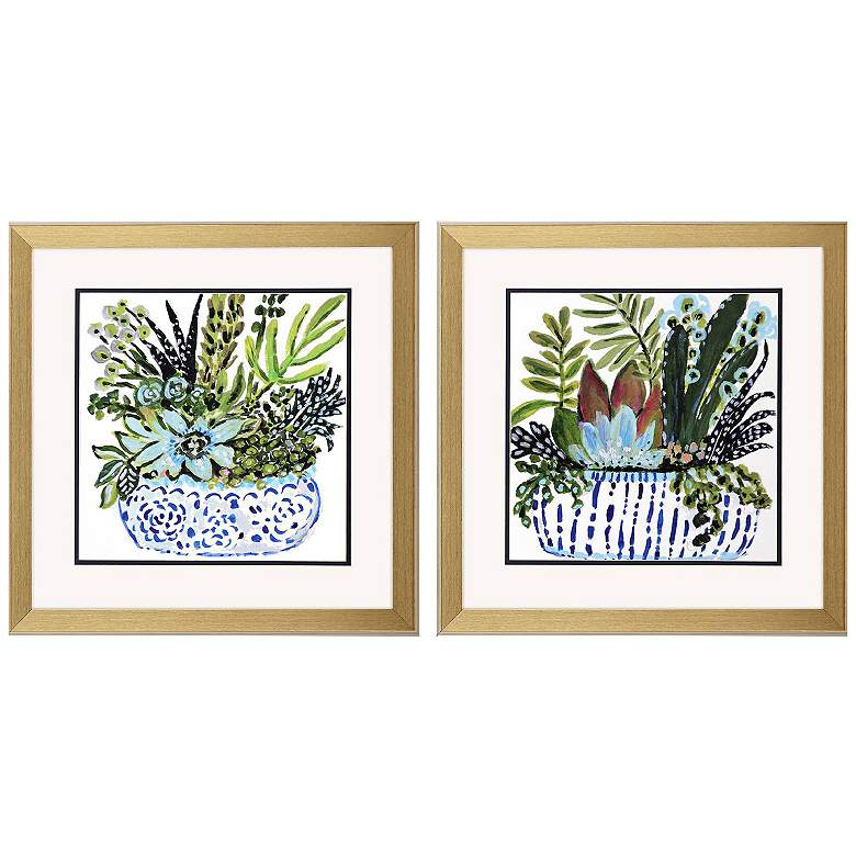 Image 1 Succulent Garden I 18"W x 18"H Framed Art Set of 2