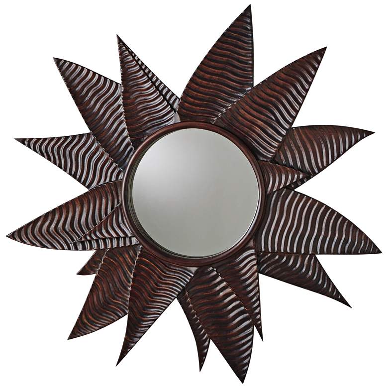 Image 1 Succulent Walnut 43 1/2" Round Oversize Wall Mirror