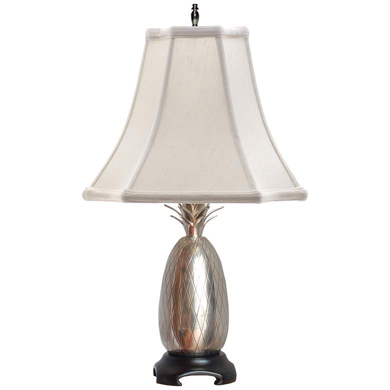 Image 1 Sudbury Pewter Pineapple Table Lamp with Off-White Shade