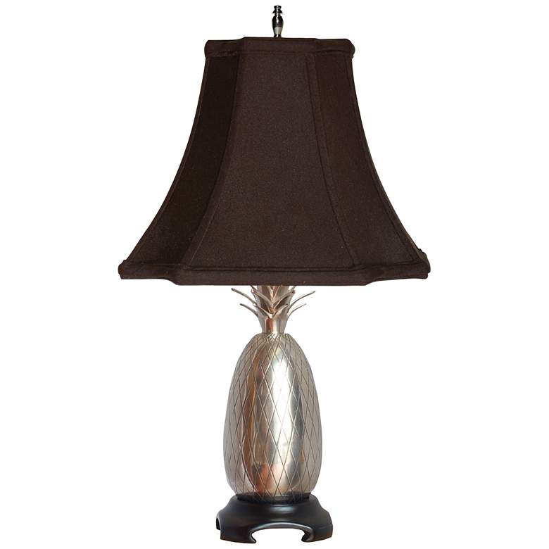 Image 1 Sudbury Pineapple Pewter Accent Table Lamp with Black Shade