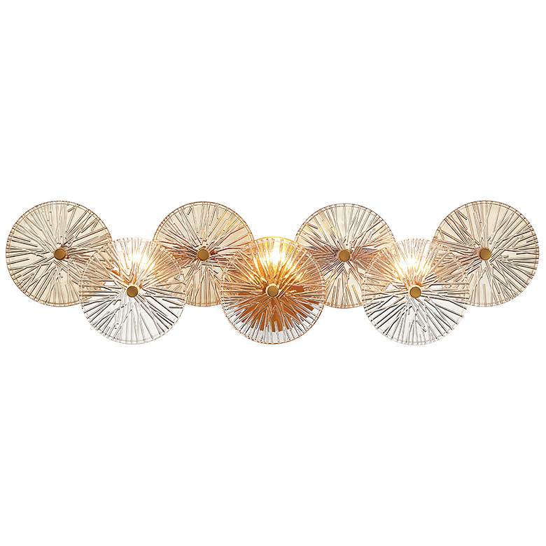 Image 1 Sue-Anne 29 1/2" Wide Brass Amber Glass 3-Light Bath Light