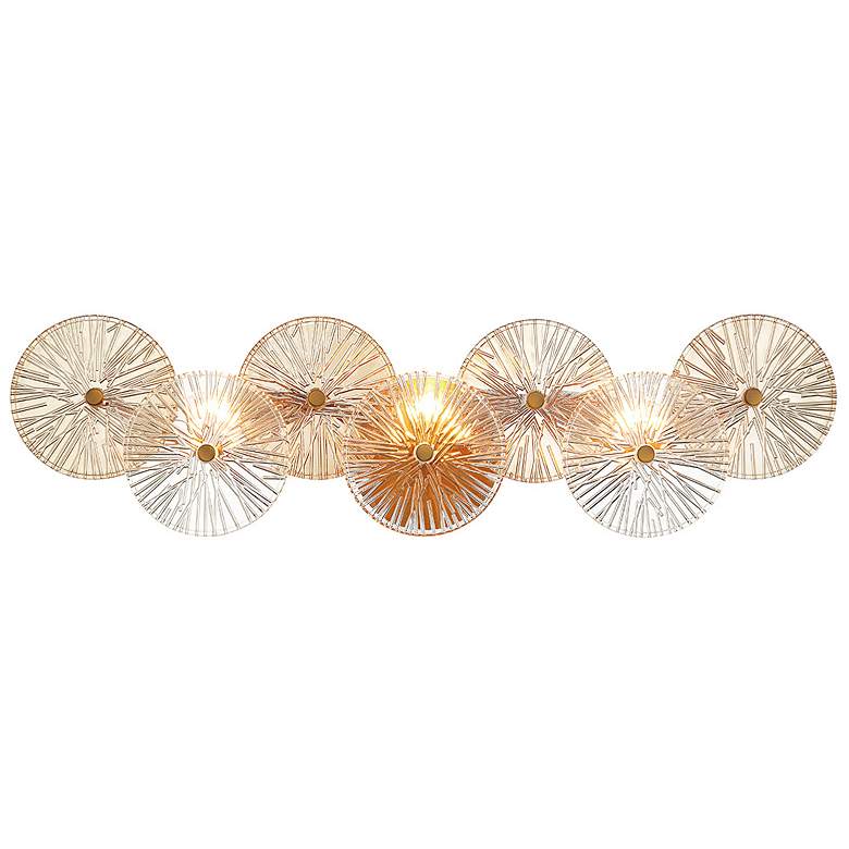 Image 3 Sue-Anne 29 1/2" Wide Brass Amber Glass 3-Light Bath Light more views