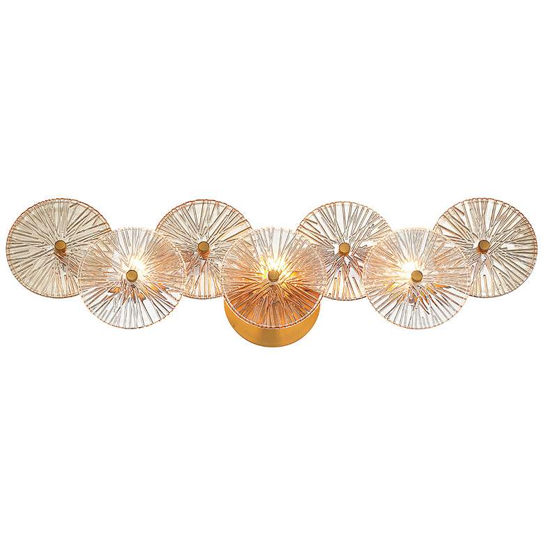 Image 4 Sue-Anne 29 1/2" Wide Brass Amber Glass 3-Light Bath Light more views
