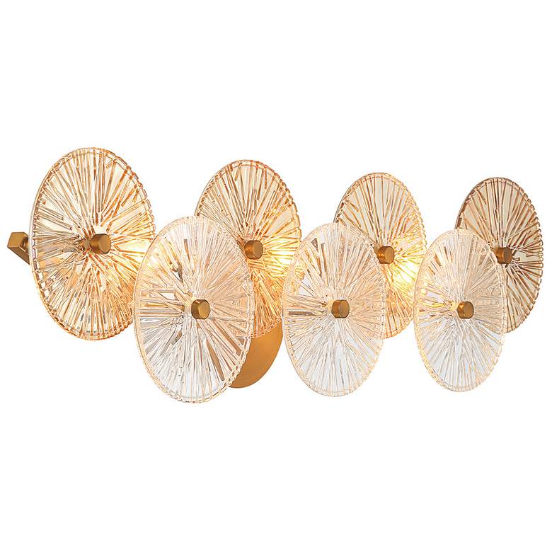 Image 5 Sue-Anne 29 1/2" Wide Brass Amber Glass 3-Light Bath Light more views