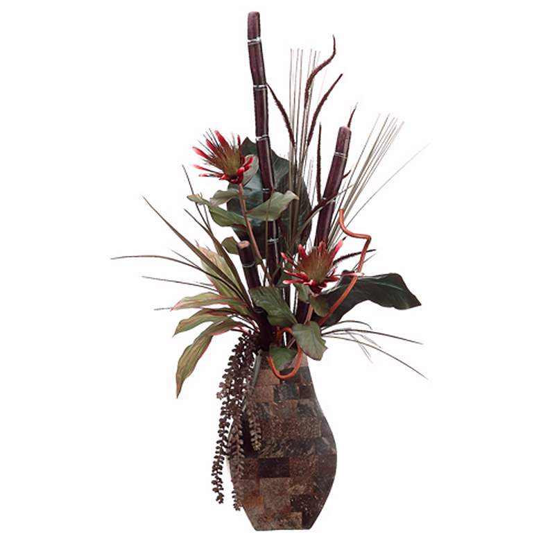 Image 1 Sugar Cane and Protea in Decorative Container Faux Flowers