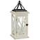 Suggs White Wood LED Outdoor Lantern with Flameless Candle