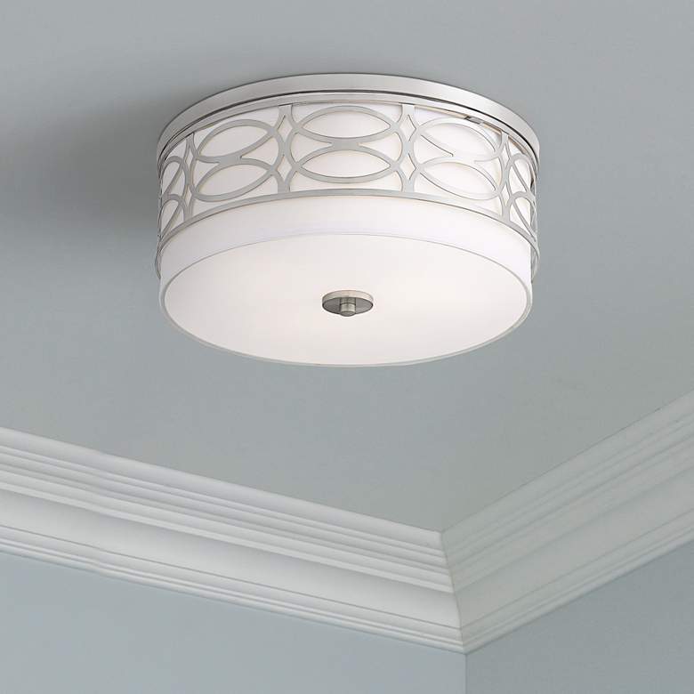 Image 1 Suisun 15" Wide Laser Cut Brushed Nickel Ceiling Light