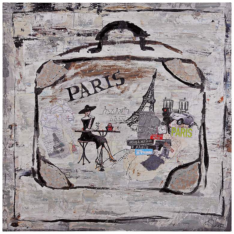 Image 1 Suitcase II 30 inch Square Hand-Painted Travel Wall Art
